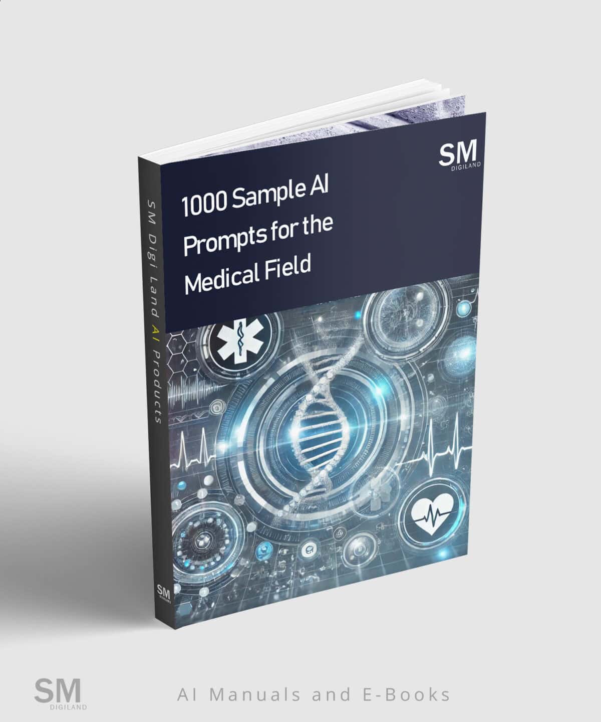 AI Sample Medical Prompts e-Book cover for medical field AI applications and digital health solutions.