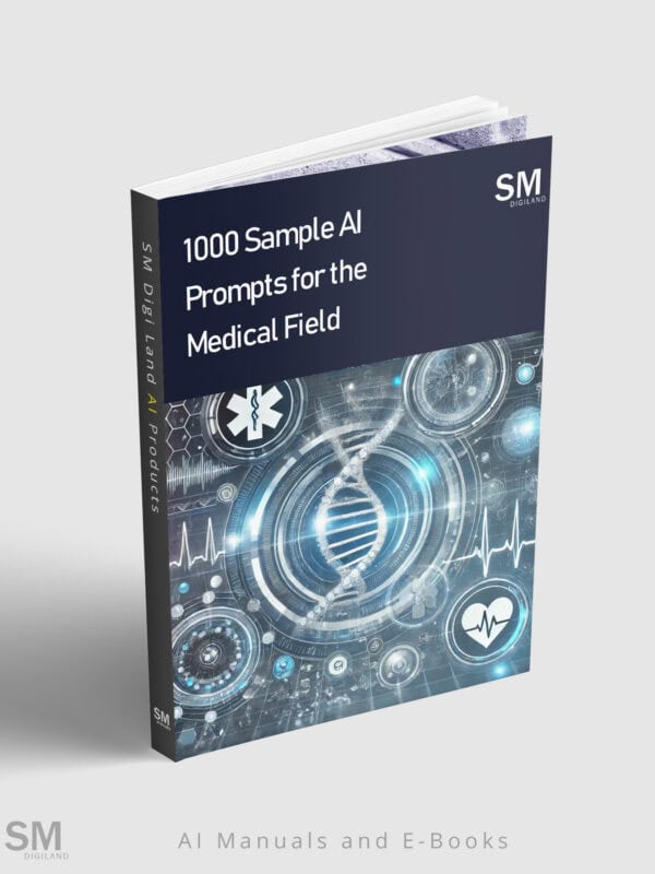 AI Sample Medical Prompts e-Book cover for medical field AI applications and digital health solutions.