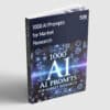 AI prompts for market research ebook cover, AI and digital marketing strategy guide, advanced AI tools.