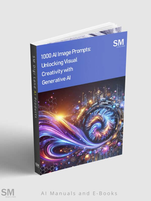 AI image prompts book cover with vibrant digital art and futuristic graphics.