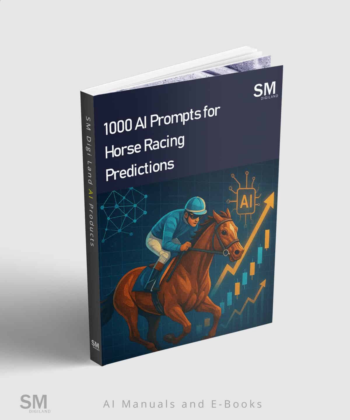 AI prompts for horse racing betting predictions ebook cover, digital marketing.