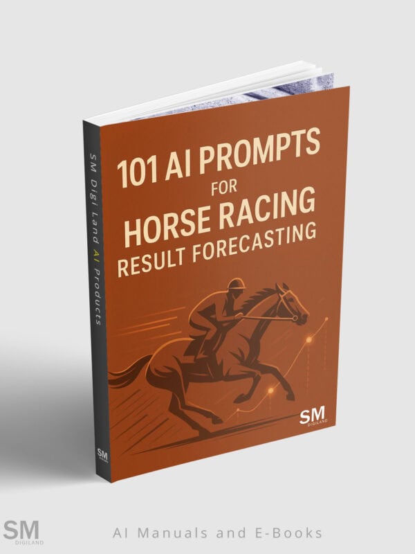 AI prompts for horse racing result forecasting e-book cover.