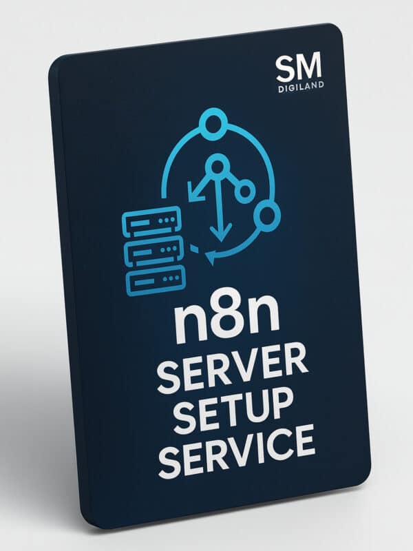 N8n server setup service illustration for automation and workflow integration.